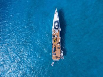 Directly above shot of ferry on sea