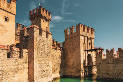 View of the scaliger castle in sirmione on lake garda in italy.