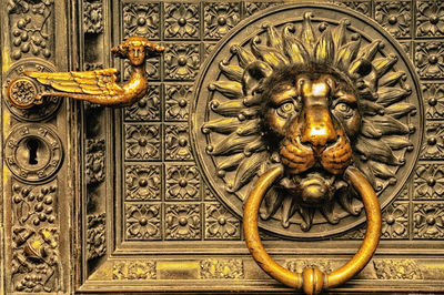 Close-up of ornate door knocker