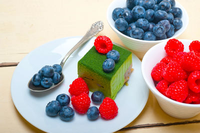 Close-up of strawberries in bowl on table