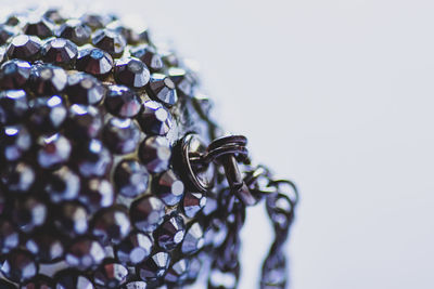 Close-up of jewelry against white background