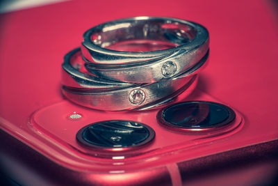 High angle view of eyeglasses on table