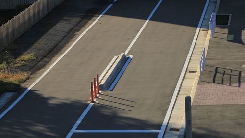 High angle view of flag on road