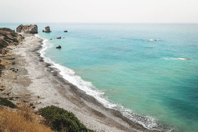 Scenic view of sea against clear sky