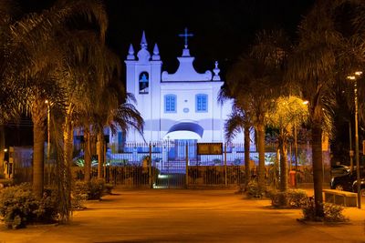 View of built structure at night