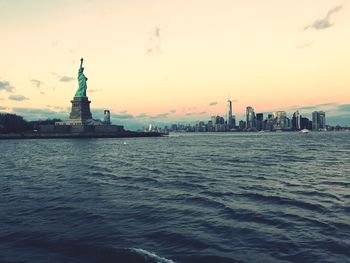 Statue of city at waterfront