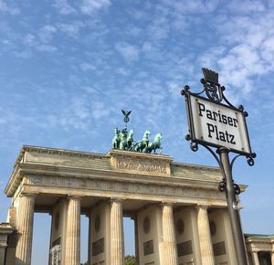 Low angle view of pariser platz against sky