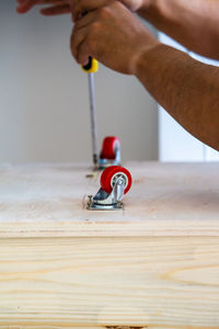 Close-up of man working on table