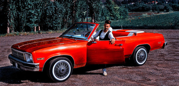 Portrait of red vintage car