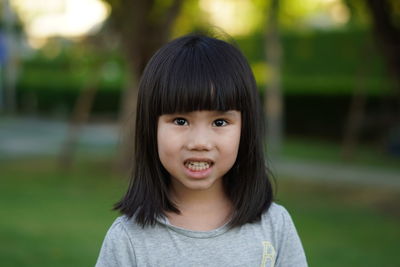 Portrait of asian cute girl smile to camera