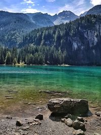 Scenic view of lake against mountains