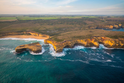 High angle view of sea against sky