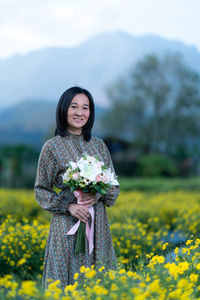 Woman standing on a field