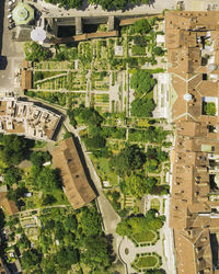 High angle view of buildings in city