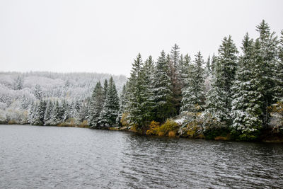 Scenic view of lake against clear sky