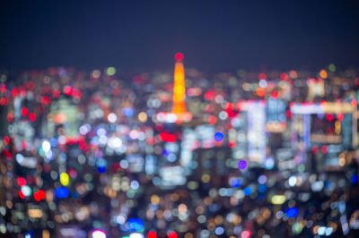 Defocused image of illuminated lights