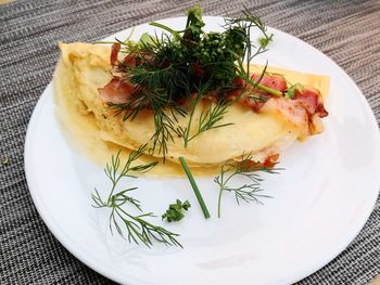 High angle view of meal served in plate