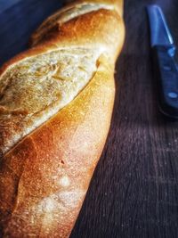 High angle view of bread on table