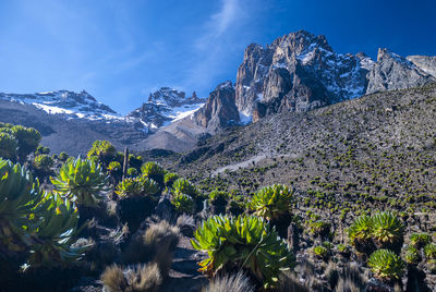 Scenic view of mountains against sky