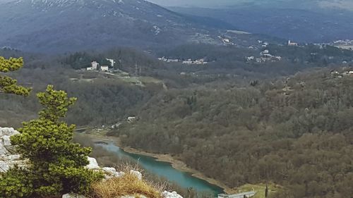 High angle view of river amidst landscape