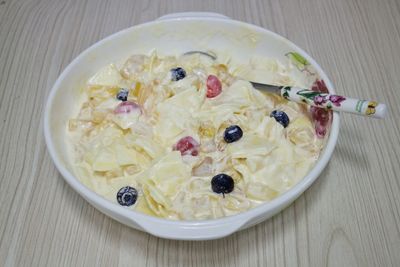 Close-up of dessert in bowl on table