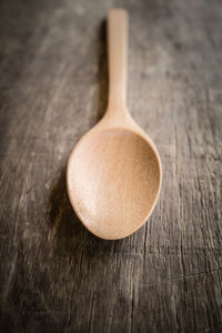 High angle view of spoon on table