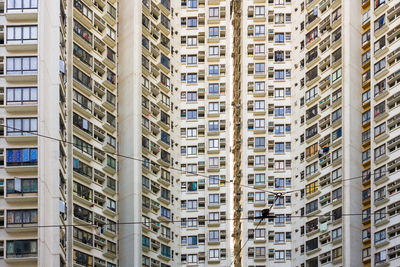 Close-up to a densely populated apartment buidling in hong kong, china