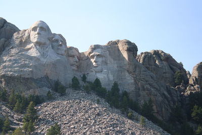 Low angle view of statue against clear sky