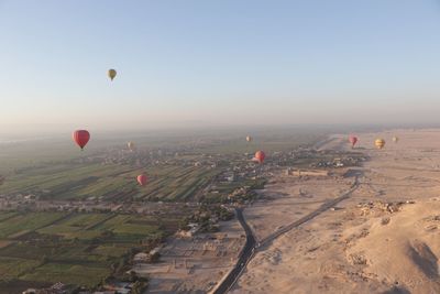 Aerial view of hot air balloon