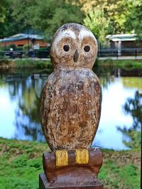 Close-up of old sculpture in park