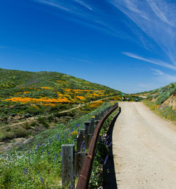 Scenic view of mountains against clear blue sky