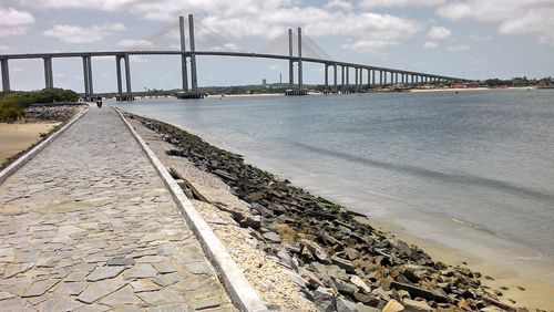 View of suspension bridge against sky