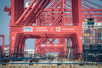 View of crane at harbor