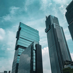 Low angle view of skyscraper against sky