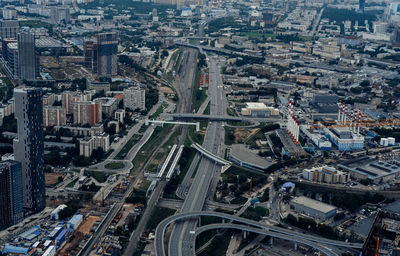 High angle view of city street