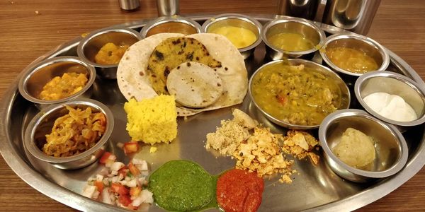 High angle view of meal served on table