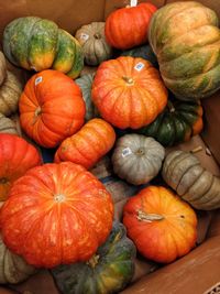 Full frame shot of pumpkins in market