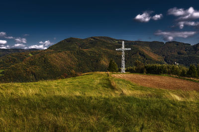 Scenic view of land against sky