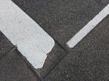 High angle view of markings on road