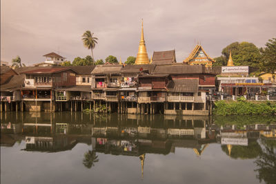 Reflection of buildings in lake