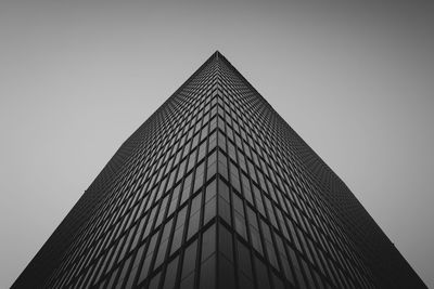 Low angle view of modern building against clear sky