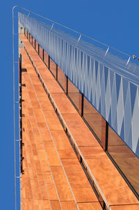 Boardwalk against clear blue sky