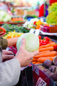 Close-up of man holding fruits