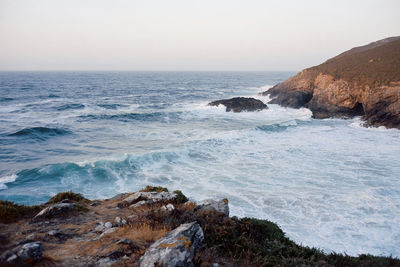 Scenic view of sea against clear sky