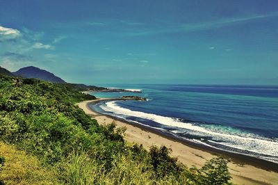 High angle view of beach against sky