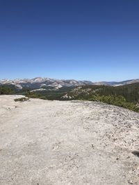 Scenic view of landscape against clear blue sky