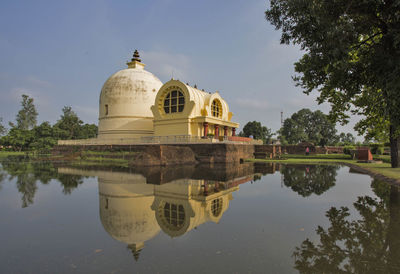 Reflection of temple in lake