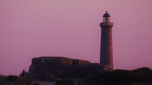 Low angle view of lighthouse against the sky