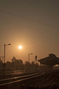 View of street light at sunset