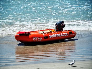 Boat on sea shore